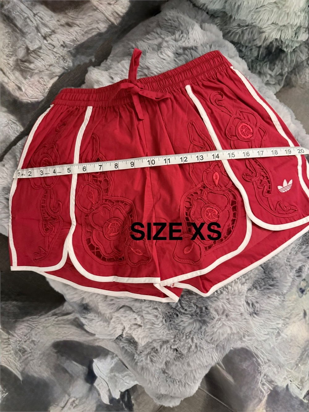 NWT adidas Originals x ASOS cutwork sprinter shorts in red - Picture 8 of 10